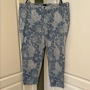 Talbots Blue Floral Patterned Relaxed Chino Pants 24W